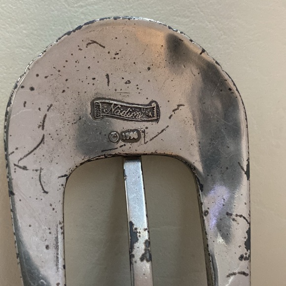 NADIN USA vintage leather belt, Circ. 1990’s genuine leather. Silver tone buckle - Picture 12 of 12